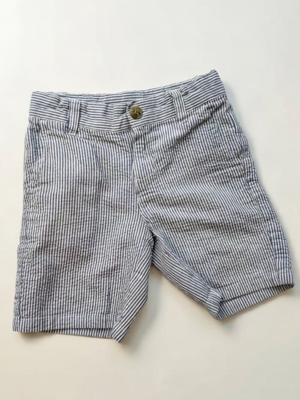 Blue White Seersucker Flat Front Shorts Toddler Boy
